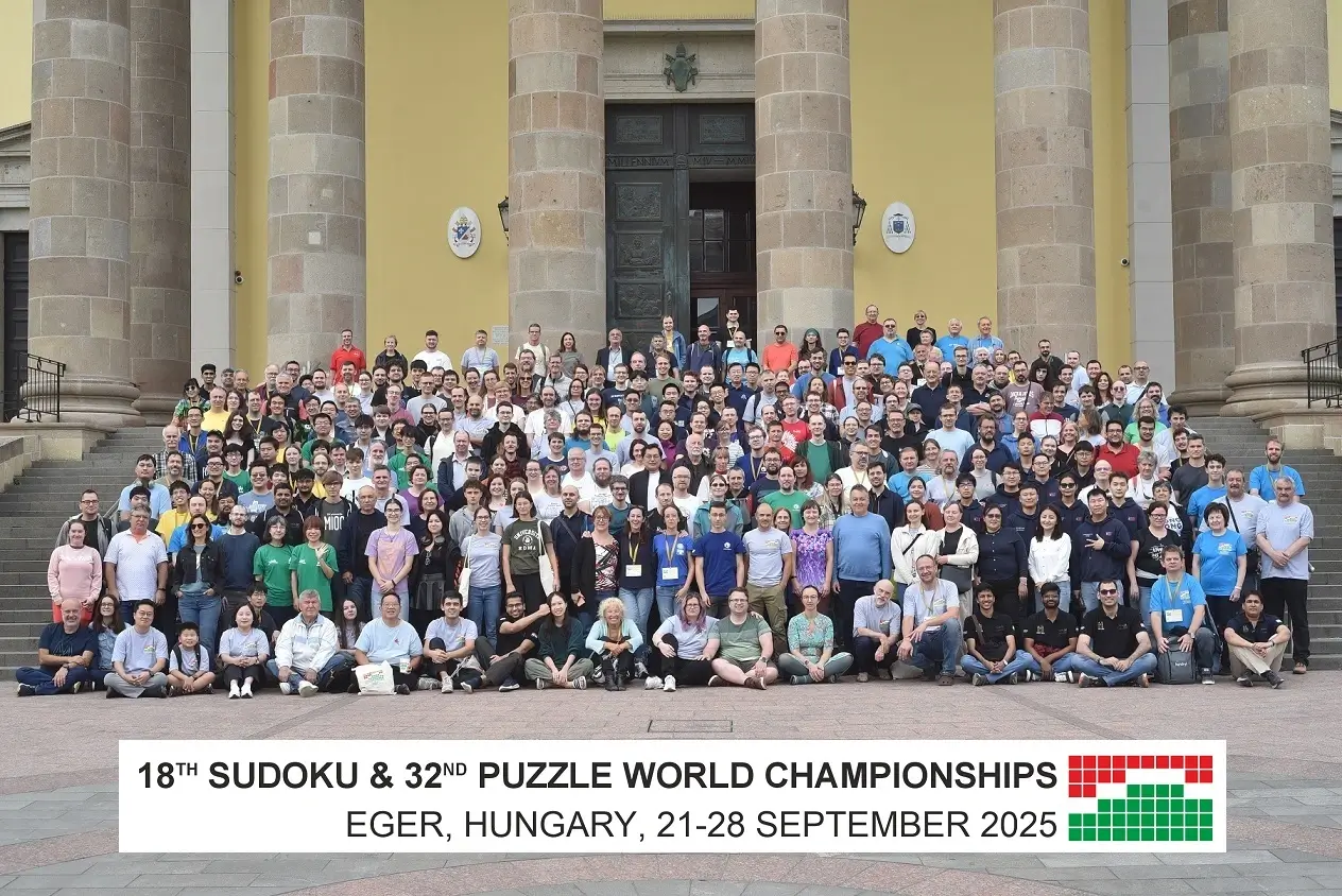 A group photo from World Sudoku & Puzzle Championships 2025 Eger, Hungary