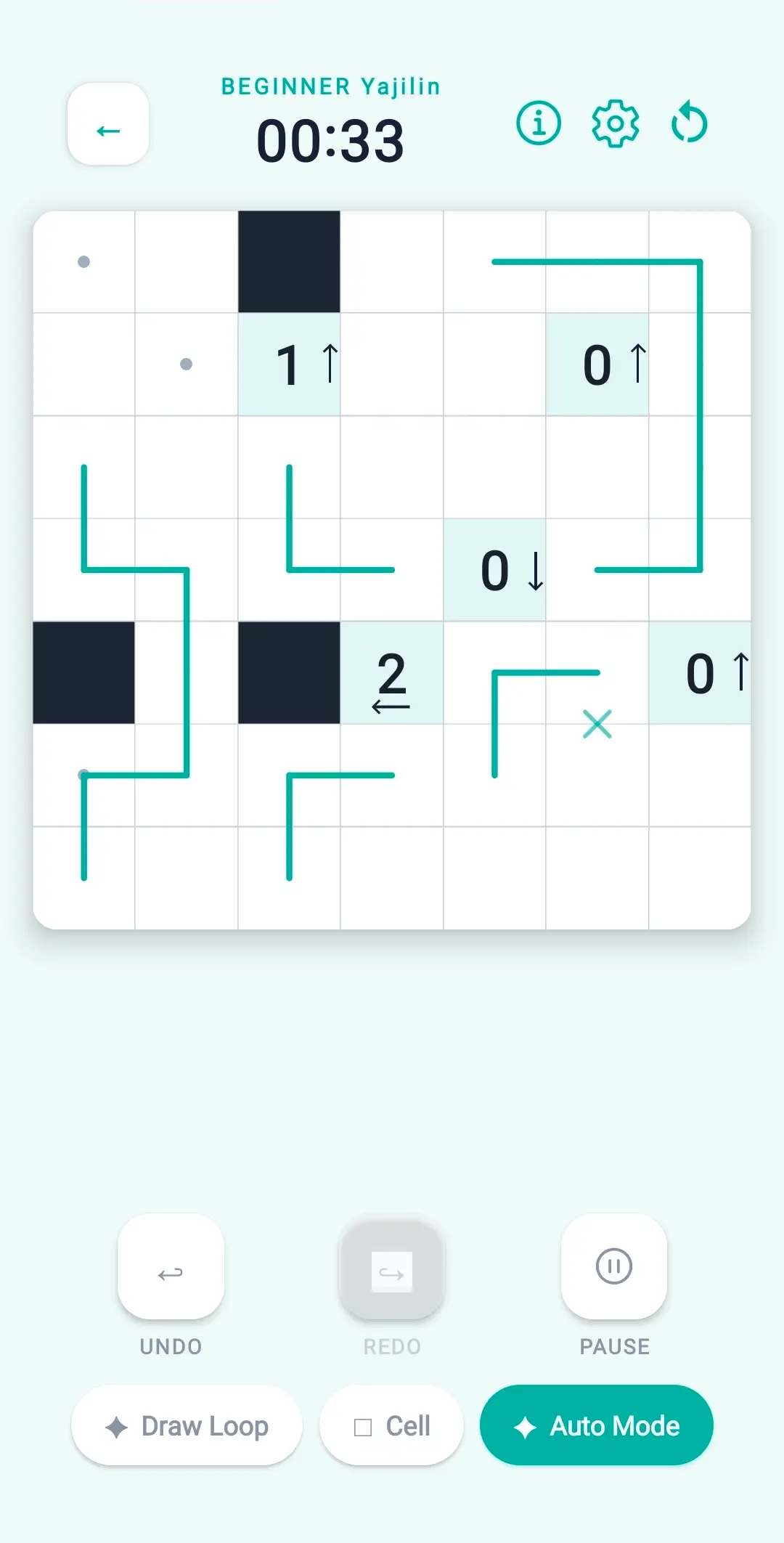 Yajilin puzzle screen